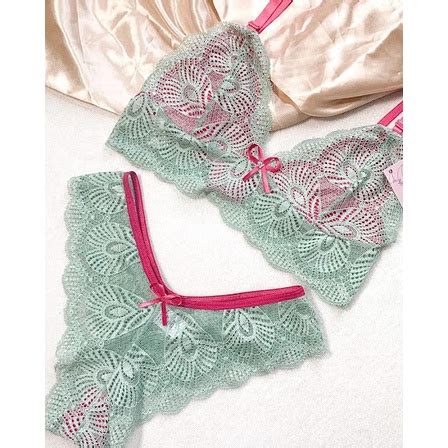 Conjunto Lingerie Em Renda Sem Bojo Sem Aro Shopee Brasil
