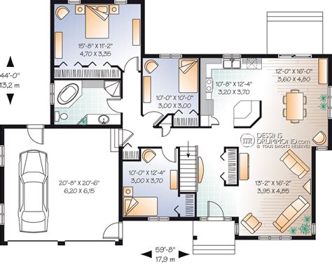 Plan De Maison Plain Pied En L 3 Chambres Avec Garage Idées De