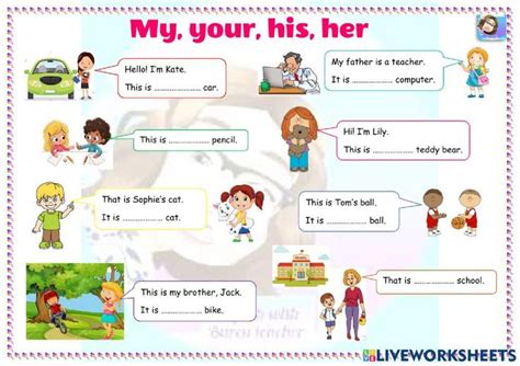 My Your His Or Her Worksheet Possessive Adjectives Possessive