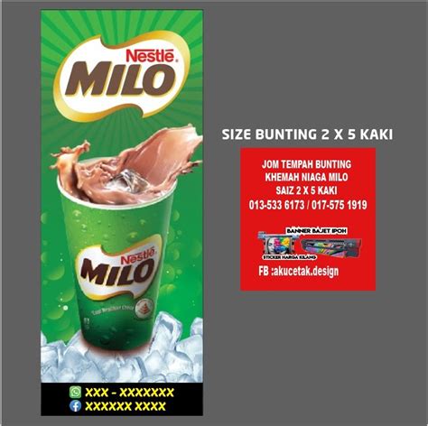 Jom Tempah Bunting Gerai Khemah Niaga Bisnes Air Milo Ready Design