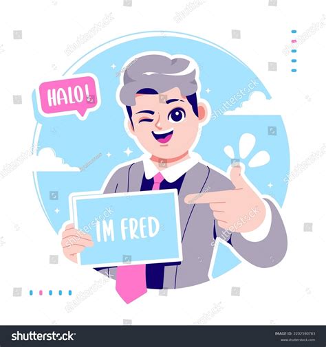 Self Introduction Boy Cartoon Character Illustration Stock Vector ...