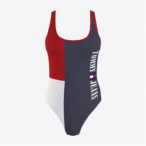Tommy Hilfiger One Piece Runway Kadın Mavi Mayo KADIN Mayo Bikini SuperStep