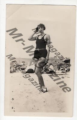 Vintage Risqu Pinup B W X Sexy Cheesecake Brunette Swimsuit Beach Xl Ebay