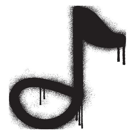 Graffiti Note Music Icon With Black Spray Paint Vector Illustration