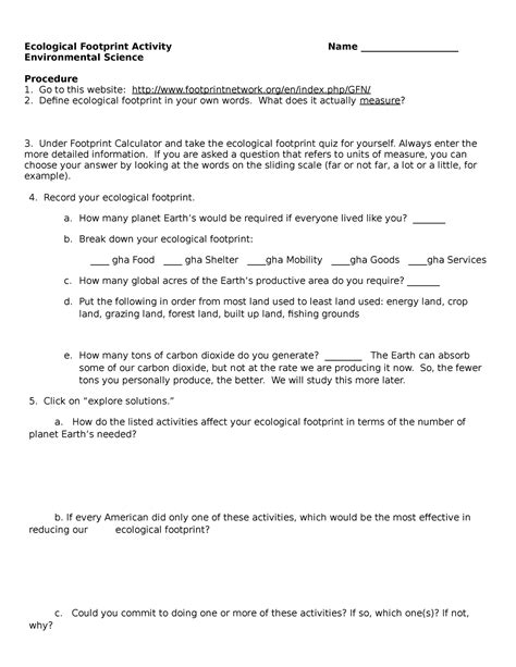 Ecological Footprint activity - php/GFN/ Define ecological footprint in your own words. What