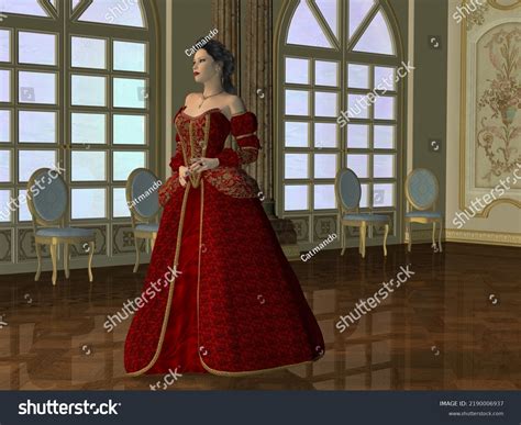 Victorian Ballroom 3d Illustration During 19th Stock Illustration