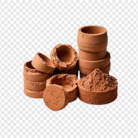 collection  sand sculptures   clay    white background
