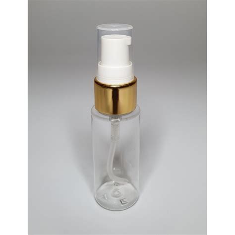 30ml Clear Plastic Cylinder Bottle Gold Pump