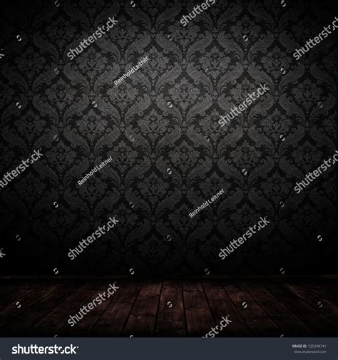 Dark Interior Room With Baroque Wallpaper Stock Photo 125348741