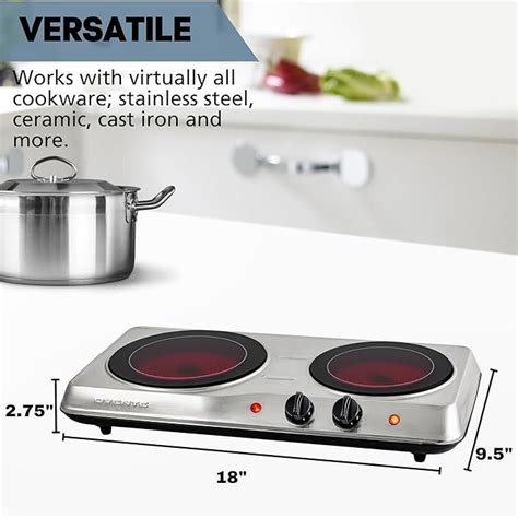 Ovente Countertop Infrared Double Burner W Electric Hot Plate And Portable Stove With