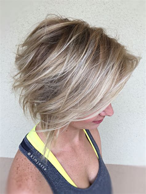 Balayage Short Hair Balayage Textured Bob Hairbykimjette Blonde