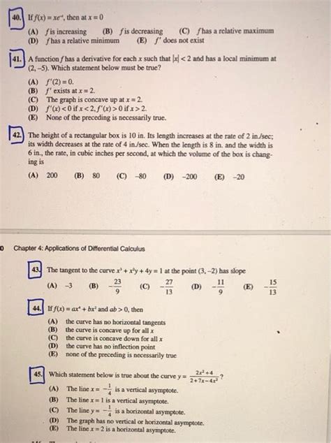 Solved 40 If F X Xe Then At X 0 A Fis Increasing