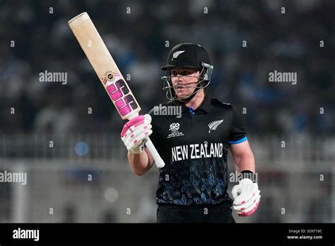New Zealand's Tim Seifert celebrates his fifty runs during the first