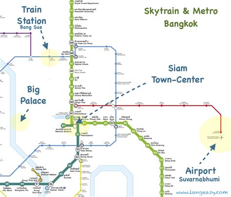 The Skytrain BTS Metro MRT Of Bangkok Map And Tourist