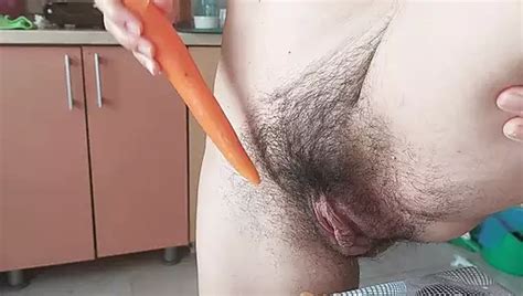 Amateur Wife Prepares Food Naked In The Kitchen Hairy Brunette Pussy Big Tits Sensual Hairy