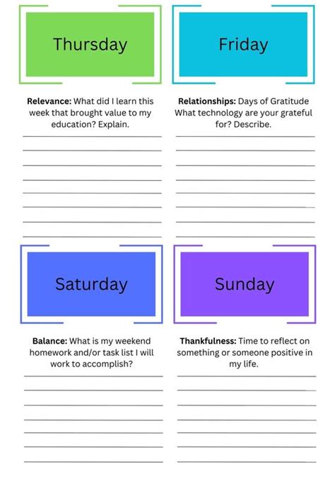 Mindfulness Journal Weekly Spread For High School
