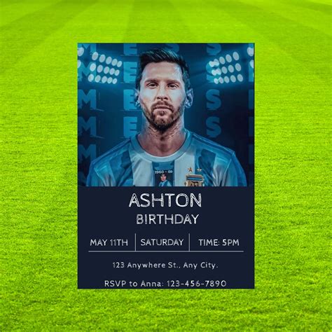 Messi Birthday Invitation Messi Invite Argentina Soccer Theme