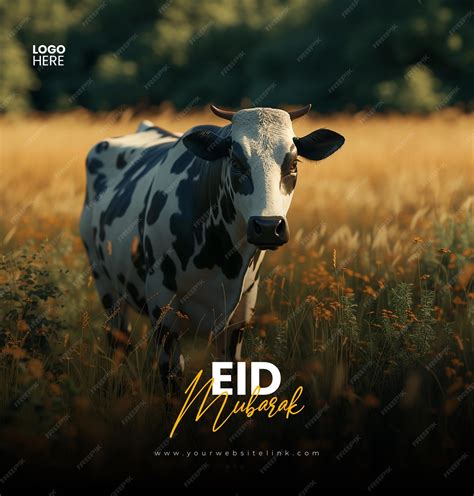 Eid Al Adha Mubarak Islamic Festival Two Cow Social Media Post Banner