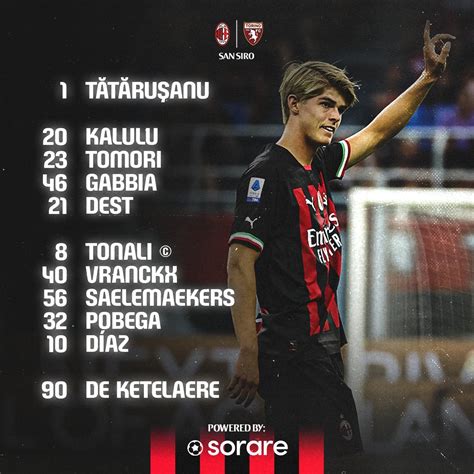 AC Milan On Twitter Tonights Starting XI For MilanTorino Tonali