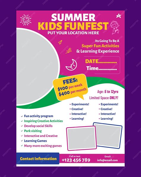 Premium Vector Summer Kids Funfest Flyer Kids Flyer Kids Party Flyer