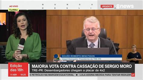 Vídeo Maioria vota contra cassação de Sergio Moro GloboNews Jornal