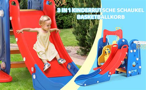 3 in 1 Kinder Spielplatz, Kinderspielplatz Schaukel und Rutsche