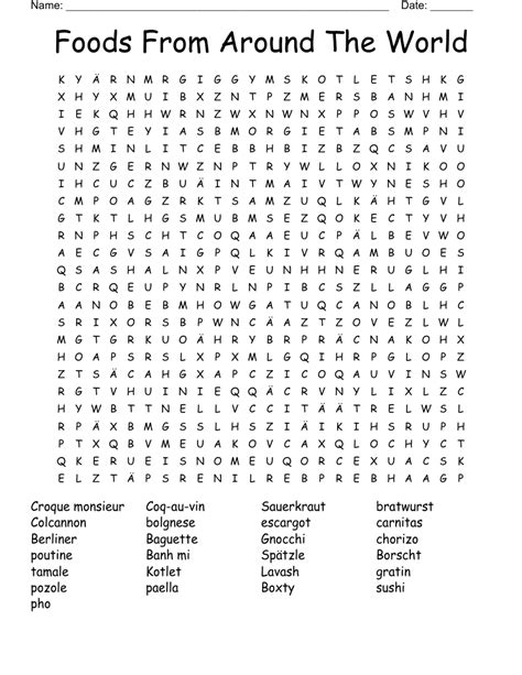 Foods Of The World Word Search Wordmint