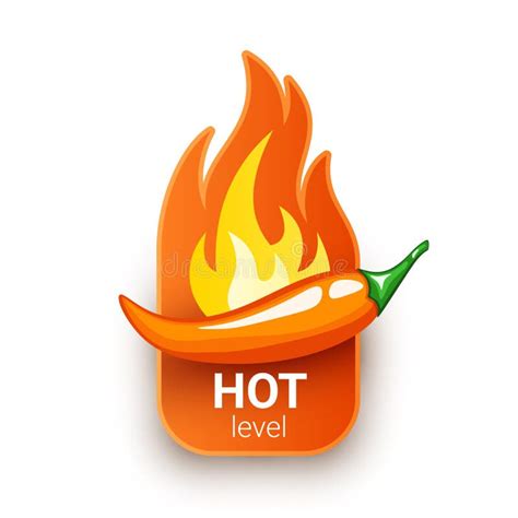 Green Chili Pepper Pod And Fire Flame From Behind Hot Spiciness Level Stock Vector