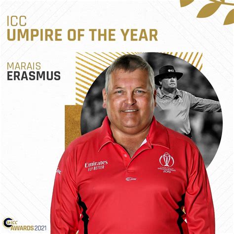 Marais Erasmus is the 2021 ICC Umpire of the Year : Cricket