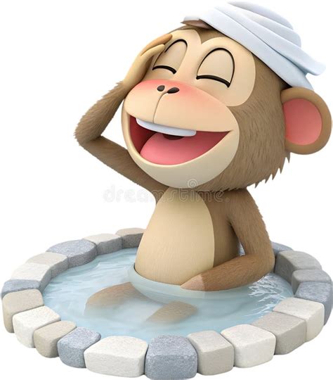 Japanese Macaque Enjoying A Soothing Soak In Hot Springs Stock Photo Illustration Of