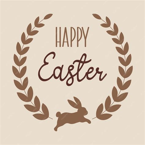 Premium Vector Happy Easter Lettering In A Frame With A Bunny