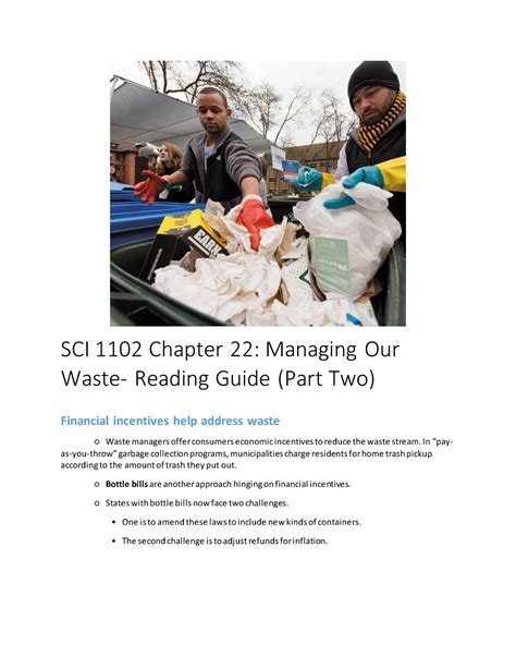 SCI 1102 Chapter 22 Managing Our Waste- Reading Guide (Part Two) - In