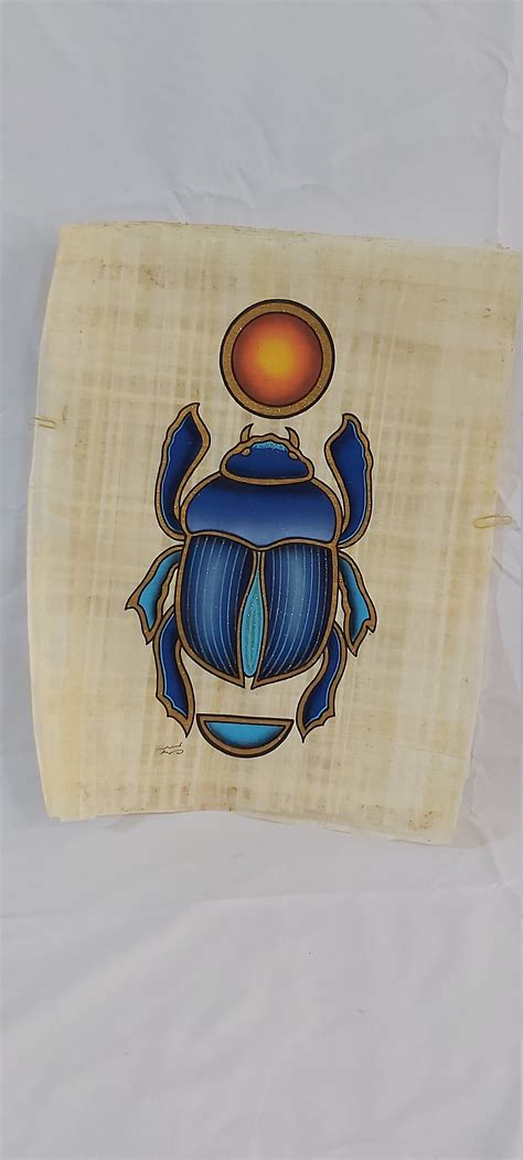 Egyptian Papyrus Painting, Scarab Papyrus Painting, Egyptian Papyrus ...