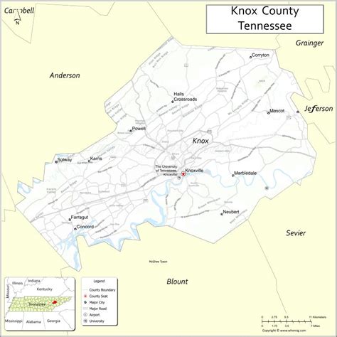 Map of Knox County, Tennessee - Where is Located, Cities, Population ...