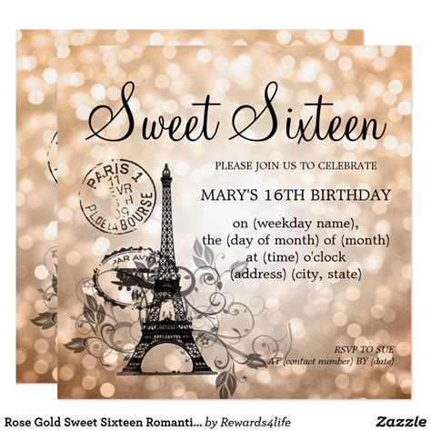 Top 20 Paris Themed Sweet Sixteen Birthday Party Invitation Wow Party Invitations