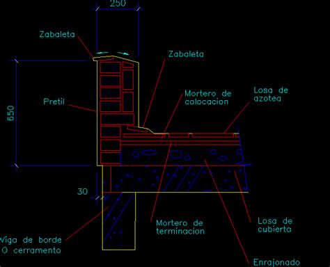 Detalle Pretil Con Soladura En AutoCAD Librería CAD