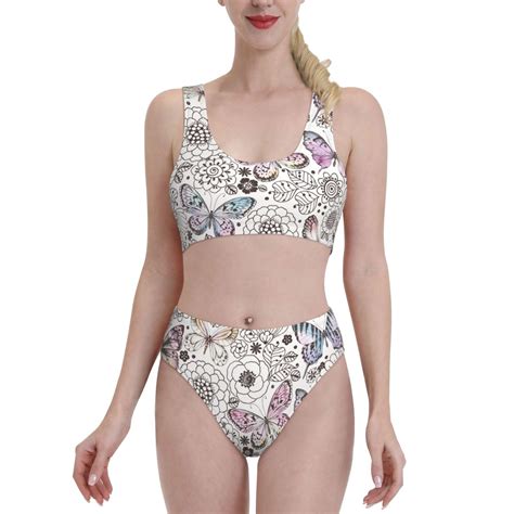 Haiem Vintage Butterflies Women S High Waisted Bikini Set Two Piece