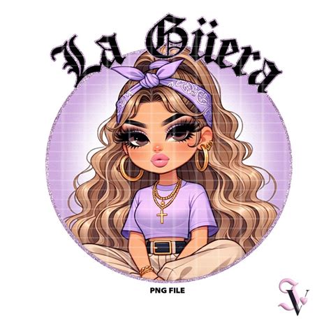 La Guera Chicana Chola Chibi Style Latina Shirt PNG For DTF Iron On Print Sublimation Digital