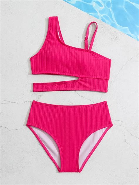 Shein Tween Girl Asymmetrical Cut Out Bikini Set Summer Beach For Sale Australia New Collection
