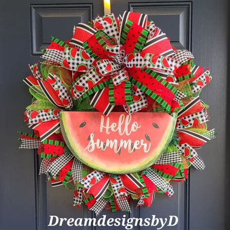 Summer Watermelon Deco Mesh Wreath Etsy