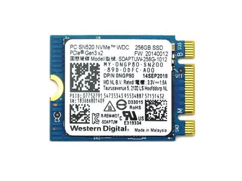 NGP80_NEW Western Digital PC SN520 SDAPTUW-256G 256GB M.2 2230 Nvme ...