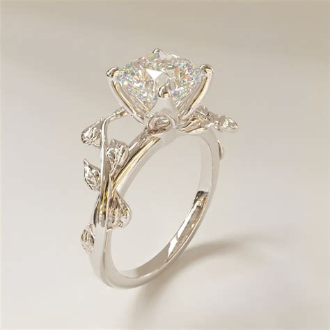 Custom Design Three Stone Moissanite Engagement Ring - Forever Moissanite