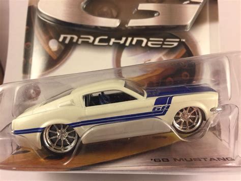 Hot Wheels G Machines 68 1968 Mustang White With Blue Diecast Metal 1