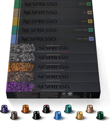 Nespresso 100 Capsules Mixtes Espresso Roma Decaffeinato Intenso Volluto Capriccio Livanto