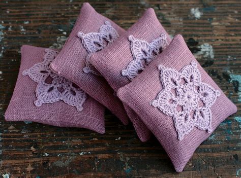 Lavender Sachets Crochet Motif Set Of Etsy