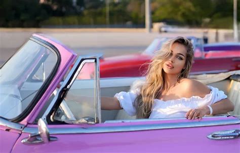 Wallpaper Look Blonde Convertible Long Hair Long Hair Eyes Pretty Lips For Mobile And