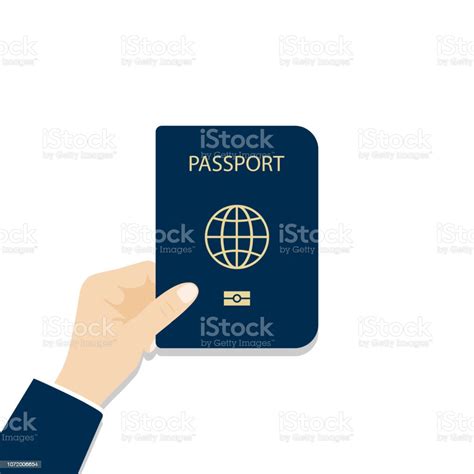 Passport In Hand Hand Holding Passport Whith Shadow Stock Illustration