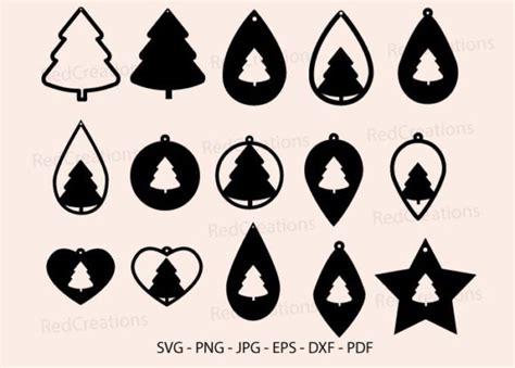 Christmas Tree Earring Template Svg Graphic By RedCreations Creative