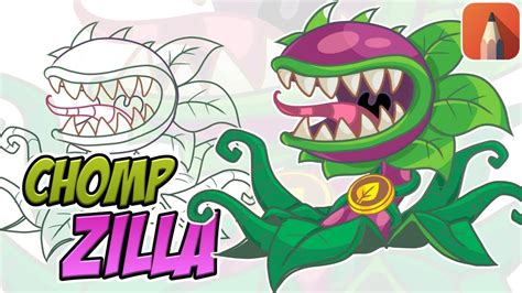 Menggambar Chompzilla Plants Vs Zombies Time Lapse Youtube