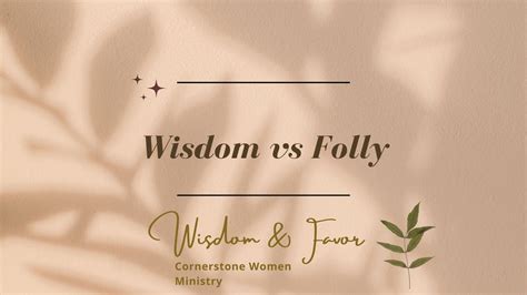 Wisdom And Favor Session 2 Wisdom Vs Folly YouTube